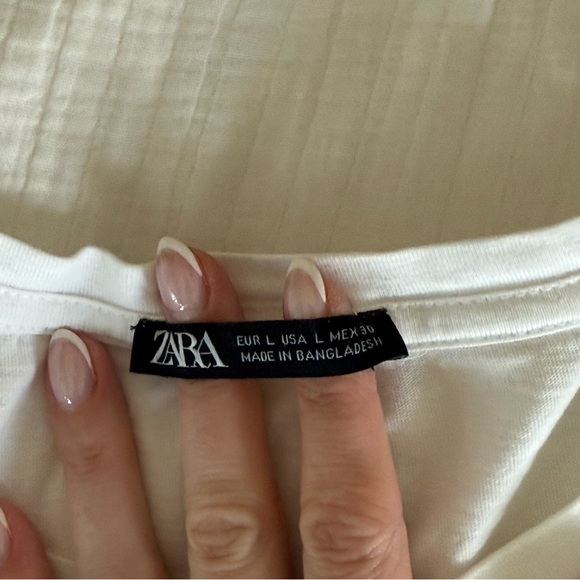 Zara White Short Sleeve Ruffle Top - Picture 6 of 6